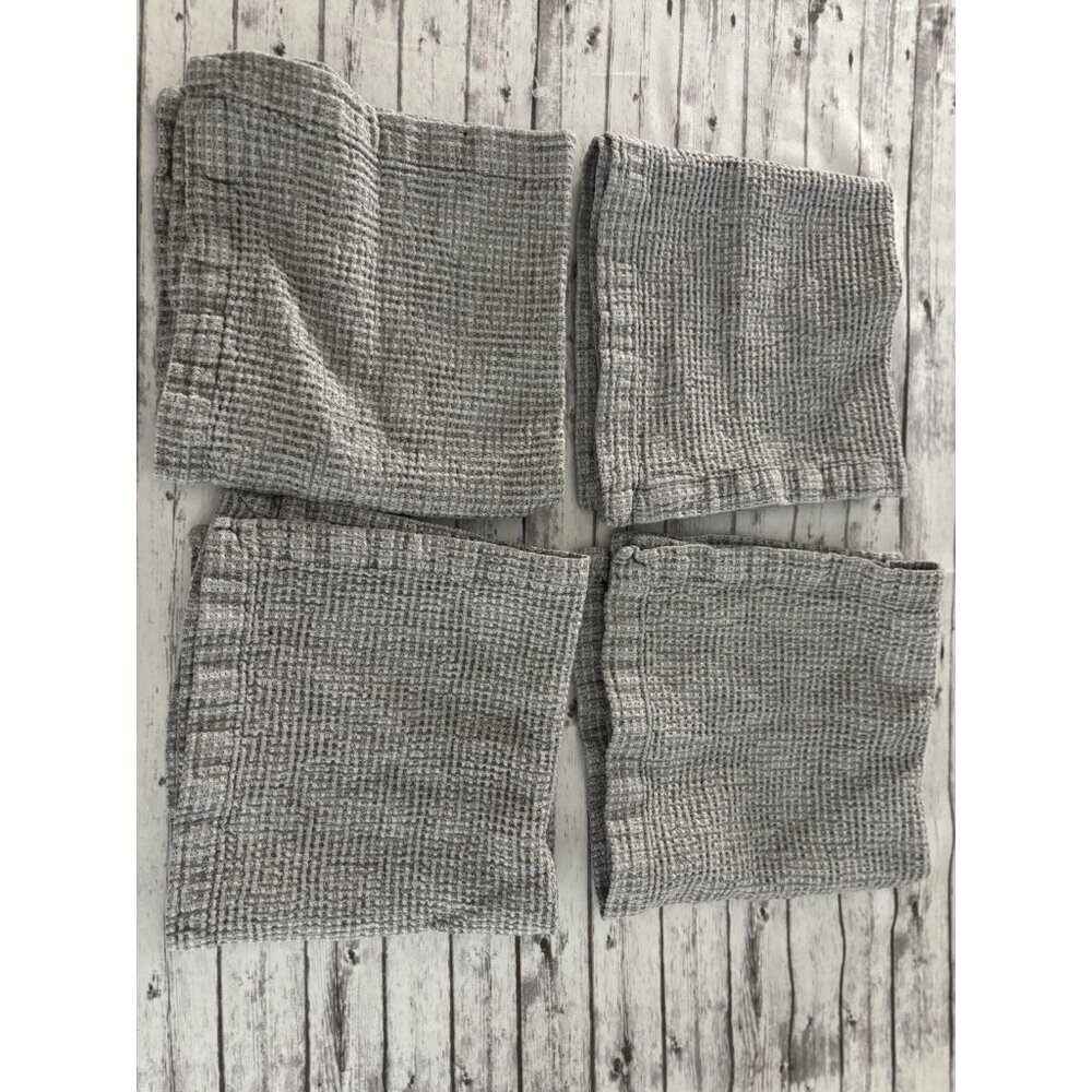 Williams Sonoma waffle weave‎ Cloth Napkins 17" Gray Set Of 4